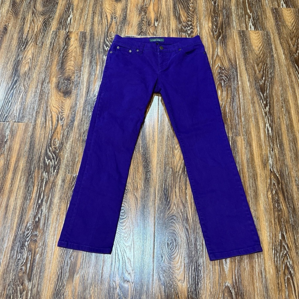 VTG Ralph Lauren Size 4 Straight Leg Jeans Womens Purple Stretch Denim Pants Y2K